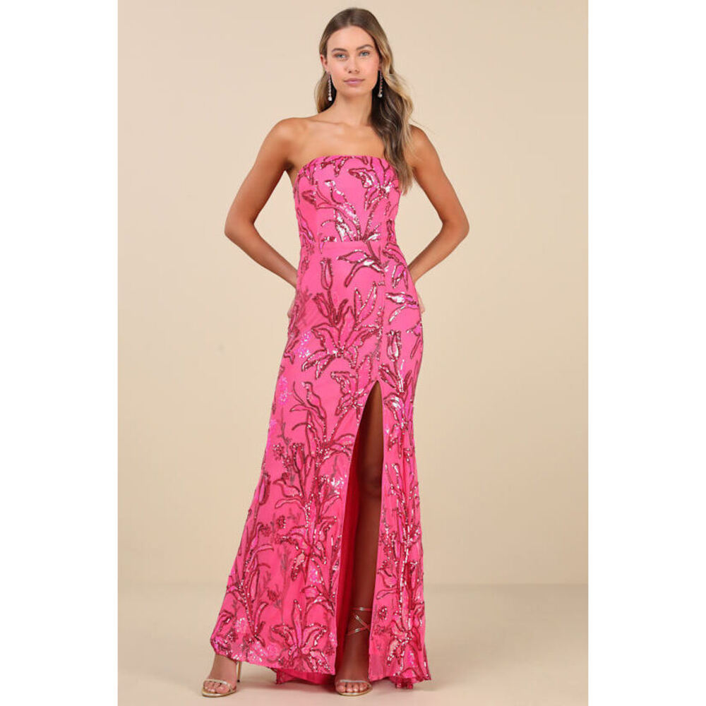 Lulu's Pink Strapless Maxi Dress